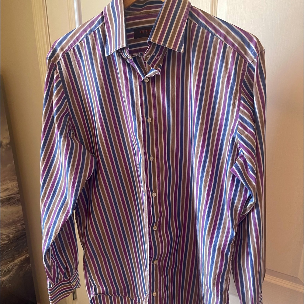 Mens ETRO Milano Striped Long Sleeved Shirt. SZ 44 US XL